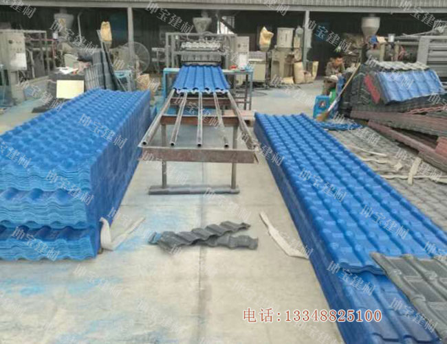 樹脂瓦定做單:西藏15000米藍色合成樹脂瓦已生產并發貨