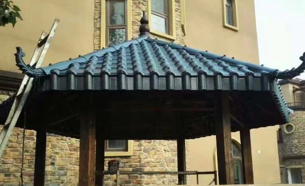 樹脂瓦六角亭構造做法 - 六角亭樹脂瓦寶頂做法